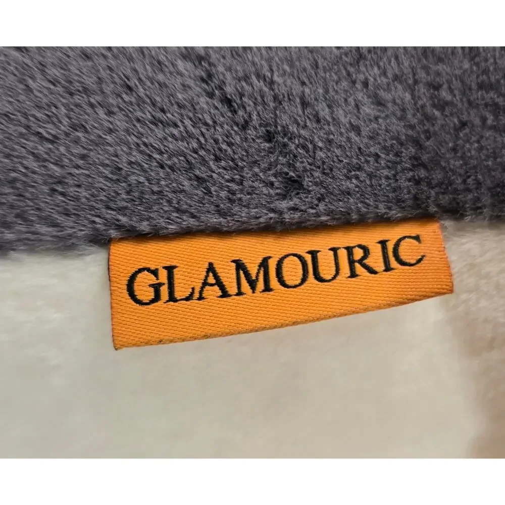 Glamouric Husky Dog Door Draft Stopper 42 Inch Plush Gray White Hanging Loops